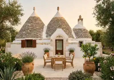 Dettaglio architettonico di un trullo storico restaurato in Puglia